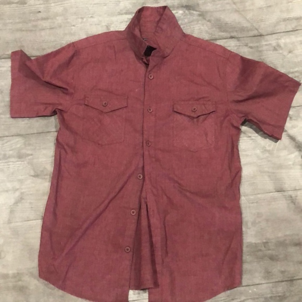 Retrofit boys burgundy short sleeve button up